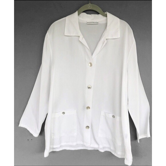 bryn Walker Tops - Bryn Walker Button Down Tunic Womens Small White Lyocell Coastal Lagenlook USA